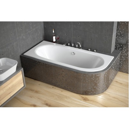 Ванна акрилова Besco Avita Slim 180x80 L, асиметрична, торець бортика 15 мм (WAV-180-NLS)