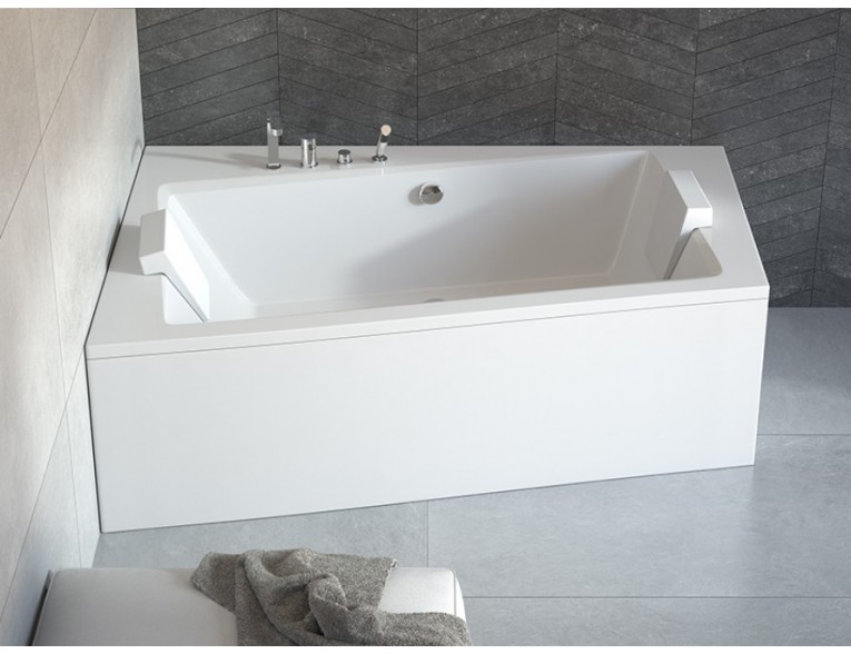 Ванна акрилова Besco Infinity 170x110 см L, Лівостороння, асиметрична, із зручним місцем для ніг, засобів гігієни, функціональною полицею, з функцією врізки змішувача на борт (WAI-170-NL)