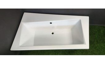Ванна акрилова Besco Infinity 160x100 L, Лівостороння, асиметрична + чорна панель + два білих підголівника (WAI-160-NL-BL-WH)