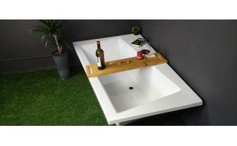 Ванна акрилова Besco Infinity 160x100 R, Правостороння, асиметрична + чорна панель + два чорних підголівника (WAI-160-NP-BL)