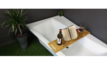 Ванна акрилова Besco Infinity 160x100 R, Правостороння, асиметрична + чорна панель + два чорних підголівника (WAI-160-NP-BL)