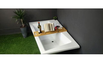 Ванна акрилова Besco Infinity 160x100 L, Лівостороння, асиметрична + чорна панель + два білих підголівника (WAI-160-NL-BL-WH)