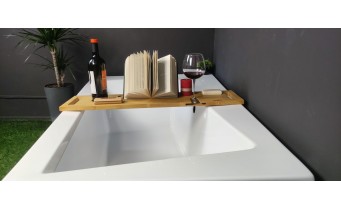 Ванна акрилова Besco Infinity 150x90 L, Лівостороння, асиметрична + чорна панель + два білих підголівника (WAI-150-NL-BL-WH)
