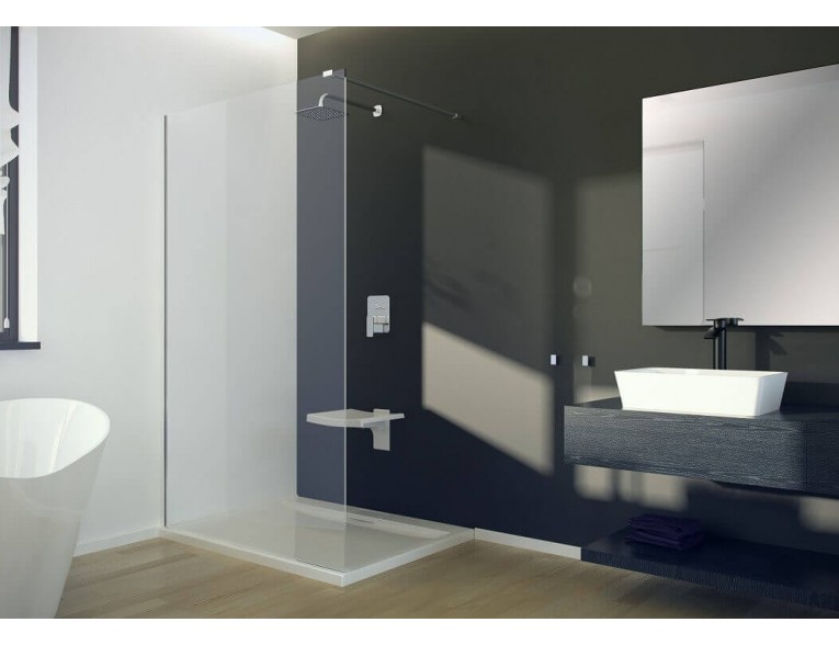 Душова кабіна вільний вхід Besco Aveo 120x195 см, прозоре скло, walk-in, монтаж можна зробити як на праву так і на ліву сторону (AV-120-195-C)