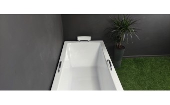 Ванна акрилова з ручками Besco Optima Premium 170x70 см, пряма + дві металеві ручки Standard, хром + ортопедичний підголівник (WAO-170-PKP)