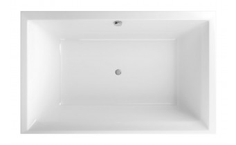 Ванна велика на двох, акрилова Crown LUX 190x120 см, прямокутна, дуо ванна, кутова + 2 два чорні підголівники 