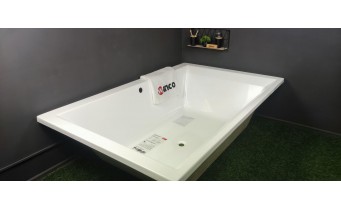 Ванна велика на двох, акрилова Crown LUX 190x120 см, прямокутна, дуо ванна, кутова + 2 два чорні підголівники 