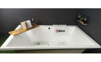 Ванна велика на двох, акрилова Crown LUX 190x120 см, прямокутна, дуо ванна, кутова + 2 два чорні підголівники 