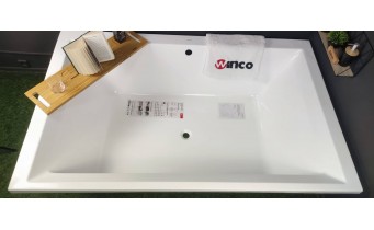 Ванна велика на двох, акрилова Crown LUX 190x120 см, прямокутна, дуо ванна, кутова + 2 два чорні підголівники 