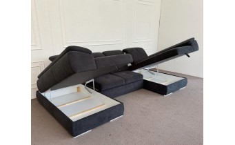Кутовий диван п подібний, розкладний Denver P2 / Денвер П2, 170x353x170 см, 3,5 - метри, графітовий