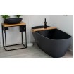 Окремостояча овальна ванна з мармуру, камяна Dremex Eureka 180x82x62 см, Gelcoat, чорний матовий + сифон