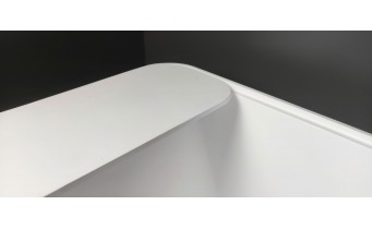 Окремостояча ванна з мармуру, каменю Dremex Glow 160x73x59,5 см, Gelcoat, білий глянцевий + сифон + лита полиця під аксесуари для ванни