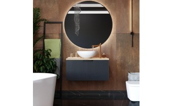 Кругле дзеркало з LED підсвіткою у ванну Elita Sharon Round 100 Black, 100x100x3 см (168123)