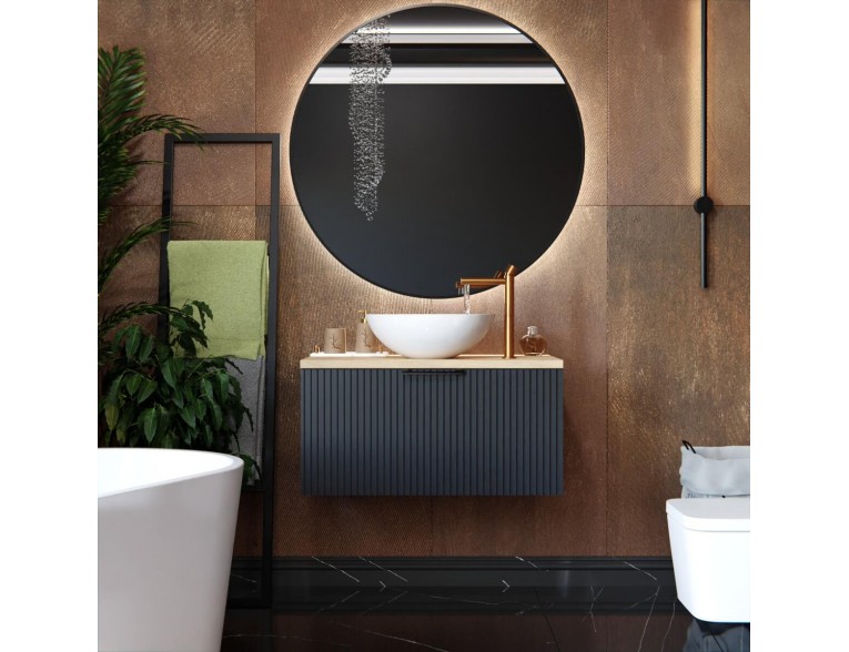 Кругле дзеркало з LED підсвіткою у ванну Elita Sharon Round 100 Black, 100x100x3 см (168123)