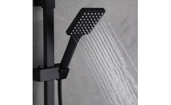 Душова система відкритого монтажу з термостатом для душу Epelli Cubo Terrmostatic, Чорна (2505173763)