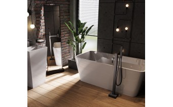 Окремостояча акрилова ванна Besco Evita 160x80 з сифоном click / clack, чорний (WAS-160-ECZ) Окремостояча акрилова ванна Besco Evita 160x80 з сифоном click / clack, чорний (WAS-160-ECZ)