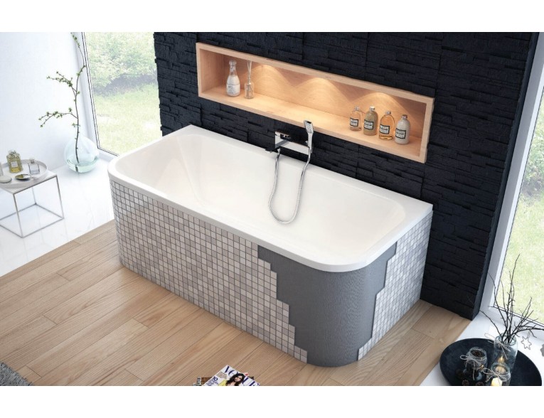 Ванна акрилова, півкругла з двох сторін Excellent Arana 180x85 см, пристінна (WAEX.ARA18WH)