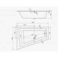 Ванна акрилова для двох Excellent Sfera Max Slim 180x130 см, Лівостороння, монтаж під забудову (WAEX.SML18WHS)