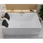 Ванна велика на двох, акрилова Crown LUX 190x120 см, прямокутна, дуо ванна, кутова + 2 два чорні підголівники 