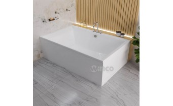 Ванна велика на двох, акрилова Crown LUX 190x120 см, прямокутна, дуо ванна, кутова + 2 два чорні підголівники 