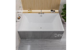 Ванна велика на двох, акрилова Crown LUX 190x120 см, прямокутна, дуо ванна, кутова + 2 два чорні підголівники 