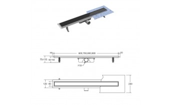 Лінійний трап Besco Virgo Black 90 см трап для душу (OL-90-VBL)