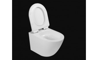 Унітаз безобідковий круглий Tavro QFS Rimless з тонким сидінням soft-close, Duroplast Super Slim, 49х36 см, білий глянцевий