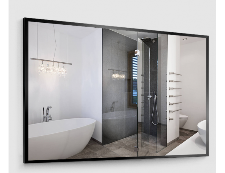 Прямокутне дзеркало у ванну Nero 120/80 чорна рамка, Black, Універсальне, 120x80x2,5 см