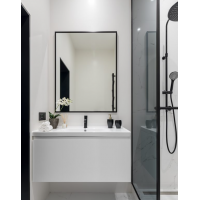 Прямокутне дзеркало у ванну Nero 120/80 чорна рамка, Black, Універсальне, 120x80x2,5 см