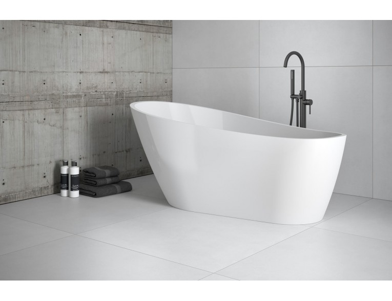 Окремостояча акрилова ванна Besco Melody 150x80 з сифоном click / clack, чорний (WAS-150-MCZ)