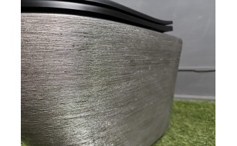 Унітаз безобідковий Mexen Lena Rimless з тонким сидінням soft-close, Duroplast Super Slim, світло-сірий з чорним, матовий