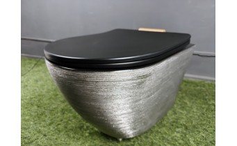 Унітаз безобідковий Mexen Lena Rimless з тонким сидінням soft-close, Duroplast Super Slim, світло-сірий з чорним, матовий