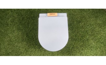 Унітаз безобідковий Mexen Lena Rimless 48 см, з тонким сидінням soft-close, Duroplast Super Slim, сіро-блакитний матовий