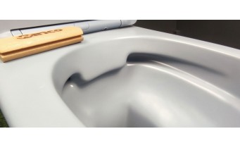 Унітаз безобідковий Mexen Lena Rimless 48 см, з тонким сидінням soft-close, Duroplast Super Slim, сіро-блакитний матовий