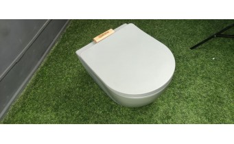 Унітаз безобідковий Mexen Lena Rimless з тонким сидінням soft-close, Duroplast Super Slim, світло-сірий матовий
