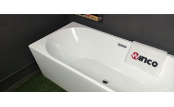 Пристінна кутова акрилова ванна Mia / Мія 180x80x58 см, L (Лівостороння) біла глянцева, суцільнолита із заокругленим кутом