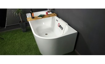 Пристінна кутова акрилова ванна Mia / Мія 180x80x58 см, L (Лівостороння) біла глянцева, суцільнолита із заокругленим кутом