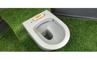 Унітаз безобідковий Mexen Rico Rimless з тонким сидінням soft-close, Duroplast Super Slim, світло-сірий матовий