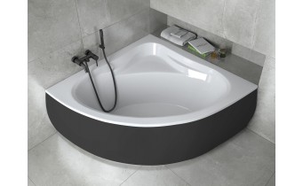 Ванна акрилова Besco Mia 140x140, кутова + чорна панель (WAM-140-NS-BL)