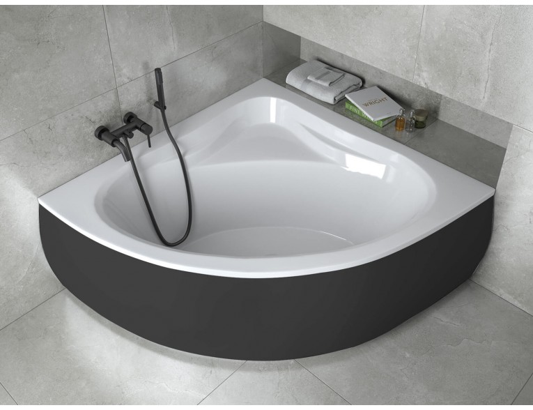 Ванна акрилова Besco Mia 120x120 см, кутова + чорна панель (WAM-120-NS-BL)