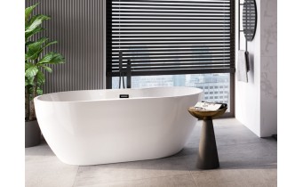 Окремостояча акрилова ванна Besco Navia 140x75 з сифоном click / clack, чорний (WAS-140-NCZ) Окремостояча акрилова ванна Besco Navia 140x75 з сифоном click / clack, чорний (WAS-140-NCZ)