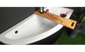Ванна акрилова Besco Praktika 150x70 R, асиметрична + чорна панель (WAP-150-NP-BL)