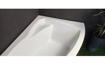 Ванна акрилова Besco Rima 130x85 R, Правостороння, асиметрична + трьохсекційна душова шторка на ванну