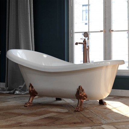 Окремостояча ванна на левиних ногах Omnires Atena Comfort M+ 175x82 см, біла глянцева, ноги докупляється окремо (ATENA174BP)