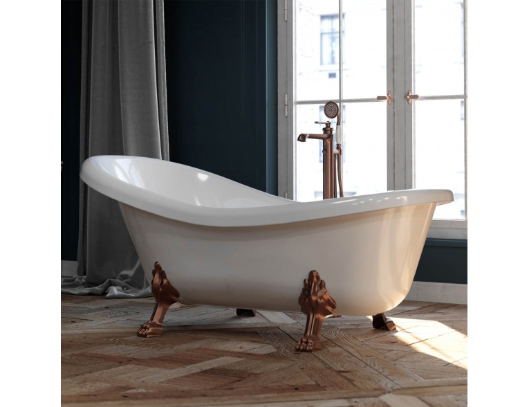 Окремостояча ванна на левиних ногах Omnires Atena Comfort M+ 175x82 см, біла глянцева, ноги докупляється окремо (ATENA174BP)