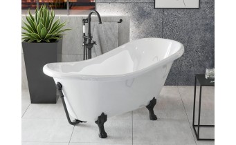 Окремостояча акрилова ванна Besco Otylia 170x77 + ніжки чорні (WKO-170W+CZ) Окремостояча акрилова ванна Besco Otylia 170x77 + ніжки чорні (WKO-170W+CZ)