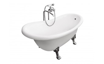 Окремостояча акрилова ванна Besco Otylia 160x77 + ніжки хром (WKO-160W+CH) Окремостояча акрилова ванна Besco Otylia 160x77 + ніжки хром (WKO-160W+CH)