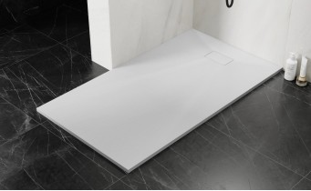 Душовий піддон конгломерат SMC, прямокутний Besco Vexo White UltraSlim 170x90x2,6 см, Білий матовий, із структорованою поверхнею