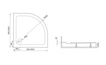 Душовий піддон Polimat Standard 1 80x80x13/2 см (00804)