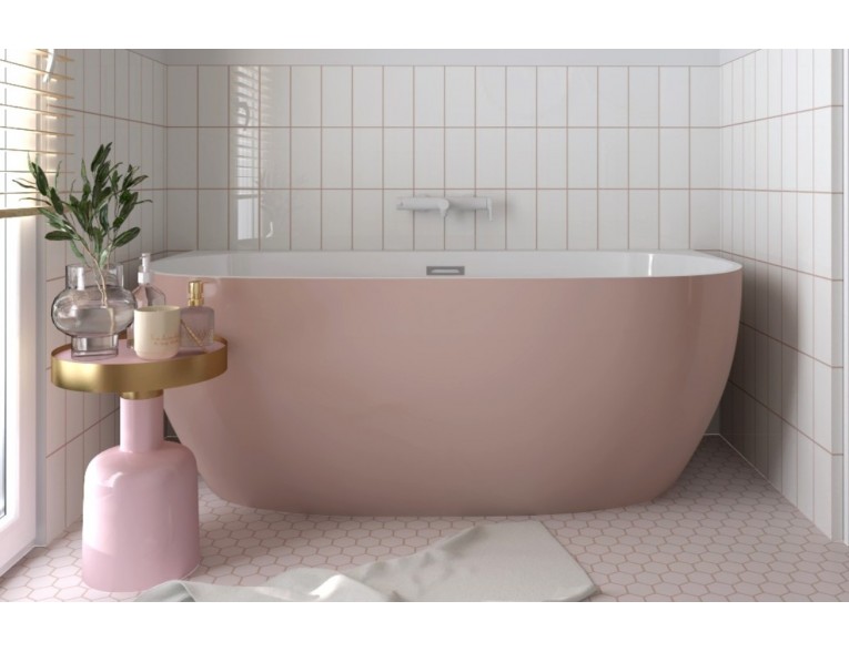 Окремостояча пристінна ванна акрилова Polimat RISA 160x80 см, рожева, pink + ніжки (00480)